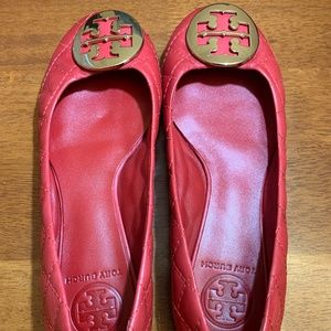 Tory Burch Quilted Red Flats